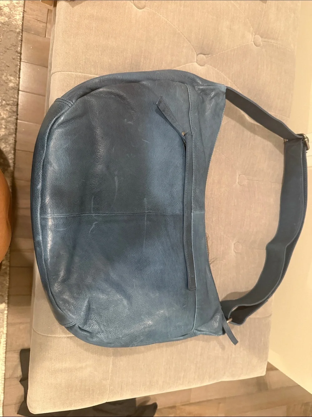 Brand New Women’s Blue Leather Bag with Wide Strap 100% genuine leather